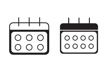 Calendar icon set with different styles. Colorful vector icons Variety designed in filled, outline, flat, glyph and line colored. Editable stroke style can be used for web, mobile, Ui and more. Eps 10