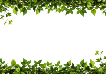 Green leaves border isolated on transparent background