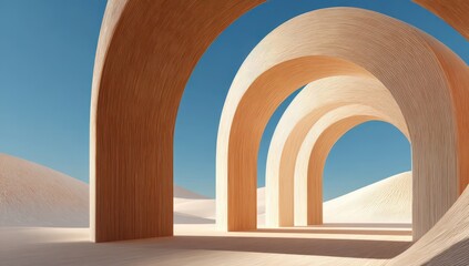 Fototapeta premium Wooden arches in a desert landscape