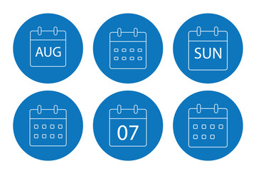 Calendar Icon collection. Set of calendar symbols. Meeting Deadlines icon. Time management.  Mark the date, holiday, important day concepts. Flat style colorful variety calendar design icon.  Eps 10