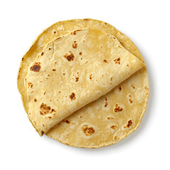 Fototapeta premium Folded Flatbread with Golden Spots Isolated on White Background