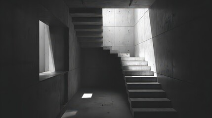Obraz premium Abstract Minimalist Concrete Interior Stairwell