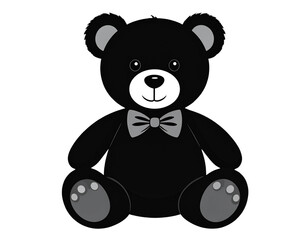 Obraz premium Teddy Bear Silhouette Wearing a Bow Tie, Cute Vector Design