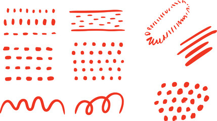 Red abstract shapes and lines collection dots