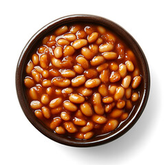 Baked Beans in a Ceramic Bowl, Top View