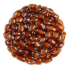 Heap of glossy brown spherical objects resembling tapioca pearls
