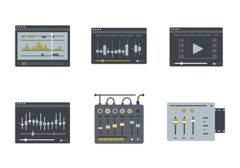 Collection of Audio and Video Editing Interface Icons