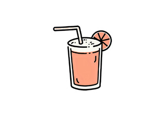 Orange juice illustration with straw