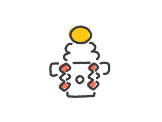 Obraz premium 手描きのゆるくてかわいい日本の鏡餅の線画イラスト 2026 正月素材