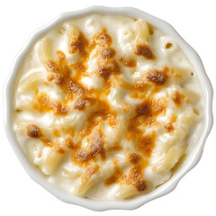 Baked Macaroni and Cheese in a White Bowl