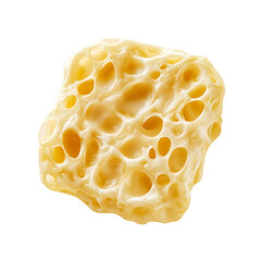 Close-up of a porous, yellowish sponge-like object with numerous holes