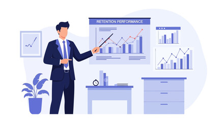 Fototapeta premium Business Presentation Showcasing Employee Retention Performance And Data Analysis