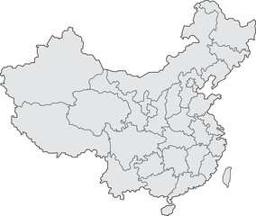 Obraz premium Geopolitical China Map with Provinces - White Background