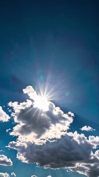 blue sky with clouds time laps video 4k