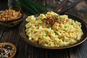 Käsespätzle, traditional dish in Germany	