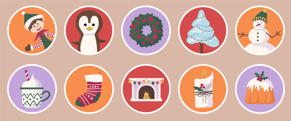 Festive Christmas Stickers: Santa, Snowman and Christmas Tree
