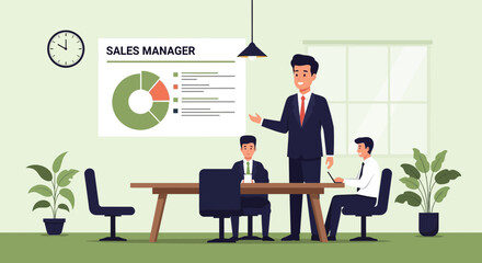 Fototapeta premium Engaging Sales Presentation By The Manager In The Conference Room