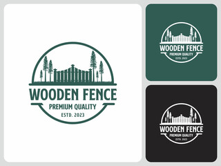 vector logo of wooden fence craftsman