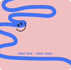 blue line and pink background, illustration style.