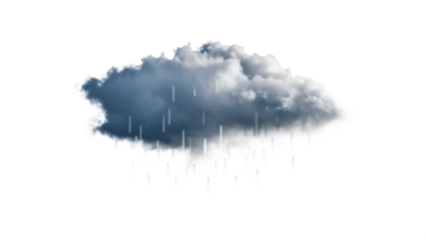 Stormy cloud with falling rain isolated on a transparent background precipitation