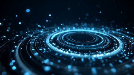 A mesmerizing display of concentric circles of light with bokeh effect on a dark background