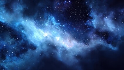 Fototapeta premium Dark Blue Nebulae And Stars In Space