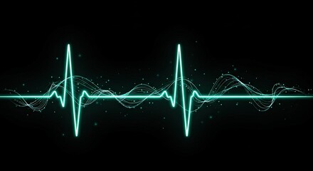 Glowing electrocardiogram waveform on a black background