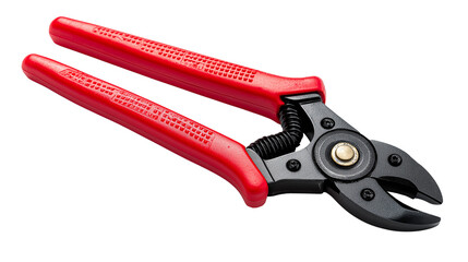 Fototapeta premium Close-up of High-Quality Red and Black Wire Cutter Pliers on Transparent Background