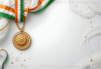 Tricolor Medal with Scroll Republic Day Achievement Theme Jai Hind National Award Design