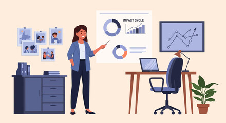 Fototapeta premium Businesswoman Giving Presentation About Company Growth In The Office