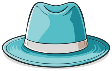 Fototapeta premium Vibrant blue cartoon fedora hat classic headwear fashion accessory illustration