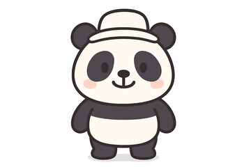 Naklejka premium Adorable young boy dressed in a panda onesie depicted in a flat color vector illustration template design