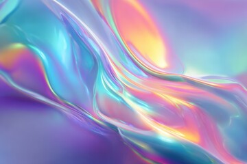 Surreal liquid gradient in holographic iridescent tones with psychedelic wave patterns, ethereal 4K abstract background for digital art and wall decor