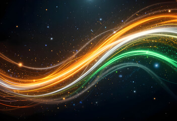 Indian Flag Wavy Lines August 15th Patriotic Glow Design Independence Day Abstract Tricolor Swirl