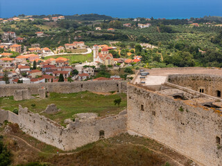 Aerial images of the French fortress of Chlemoutsi in the Peloponnese, Greece
