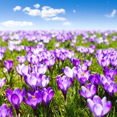 Spring Crocus Field, vibrant colors