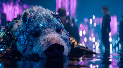 made of chrome and light walking through a surreal AI-created environment