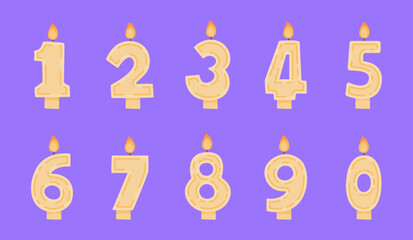 Birthday number candles set from 0 to 9