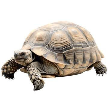 Tortoise with textured shell and scaly legs isolated on a transparent background