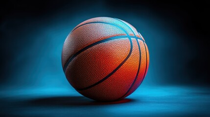 Obraz premium Basketball illuminated by blue-red light
