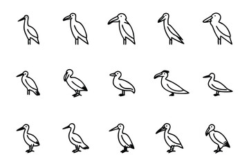Bird Silhouette Collection: A clean collection of bird silhouettes showcases various poses, offering a minimalist aesthetic suitable for diverse design applications.