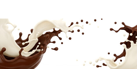 Naklejka premium 3D illustration of a chocolate or cocoa splash, abstract background 