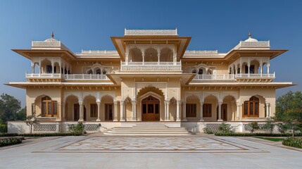 Obraz premium Beige palace facade, grand architecture