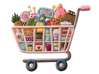 Colorful embroidered shopping cart patch
