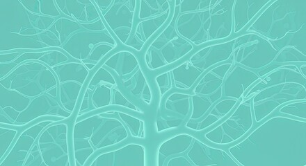 Fototapeta premium Tealcolored neuron branching structure on a teal background