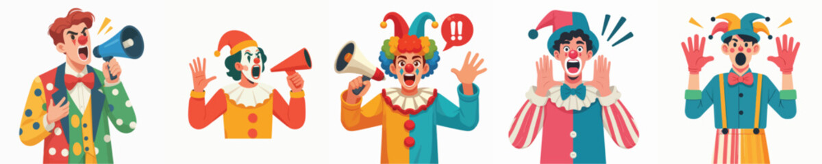 funny clown character vector is screaming