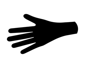 Black silhouette of a hand with spread fingers on a white background