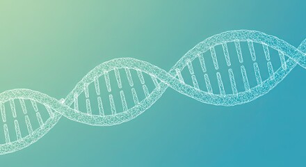 White geometric DNA strand on bluegreen gradient background