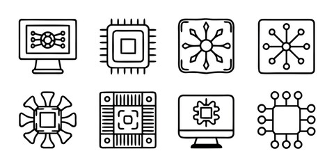 50-“AI and Machine Learning Icons – Minimal Line Style Vector Set”