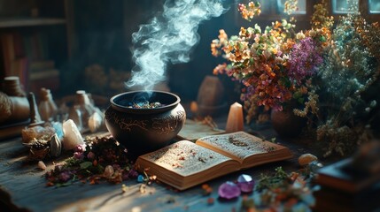 Mystical still life with incense